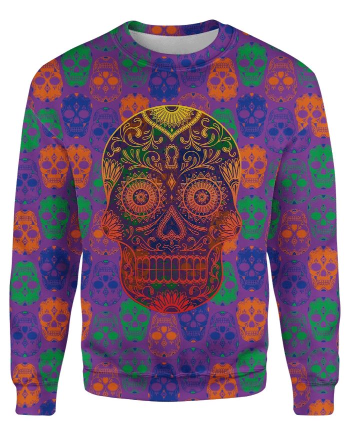 Bright Sugar Skull 3D Sweater Bright Sugar Skull 3D Sweater