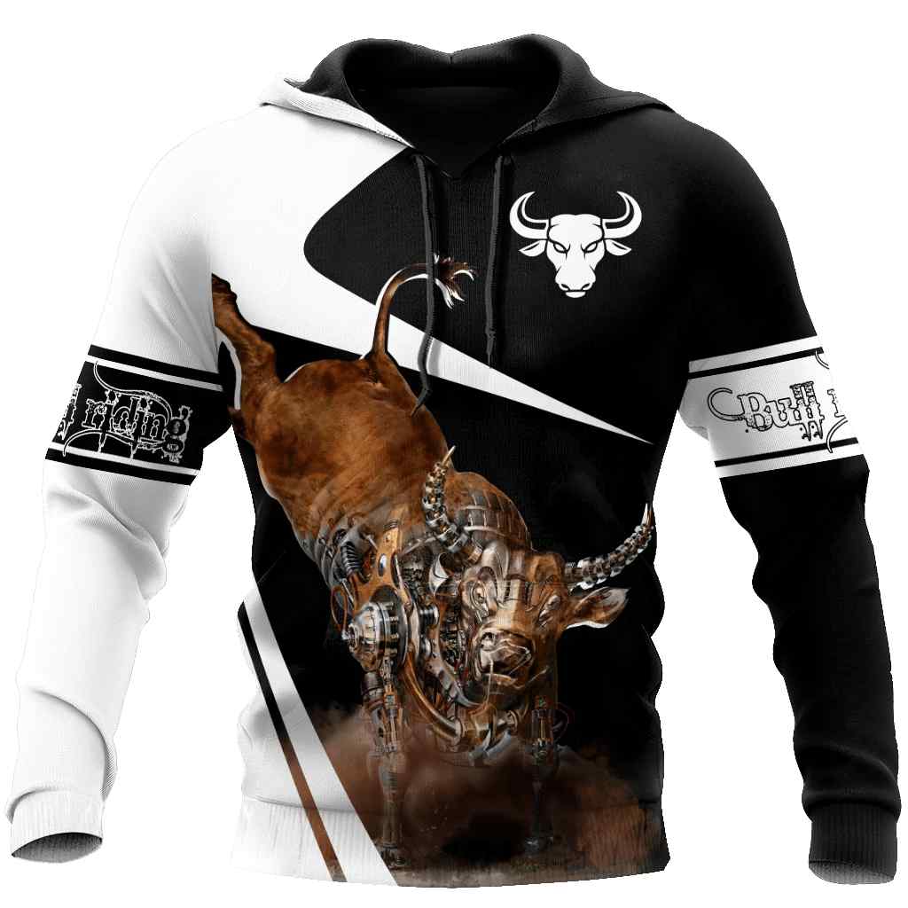 Bull Riding All Over Printed Hoodie JJ NT Bull Riding All Over Printed Hoodie JJ NT