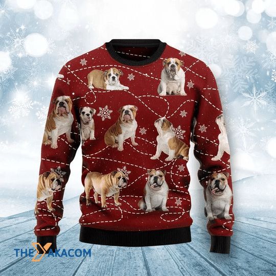 Bulldog Stick Out Tongue Xmas 3D Sweater Bulldog Stick Out Tongue Xmas 3D Sweater