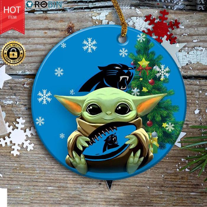 Carolina Panthers Baby Yoda Christmas Ceramic Ornament Carolina Panthers Baby Yoda Christmas Ceramic Ornament