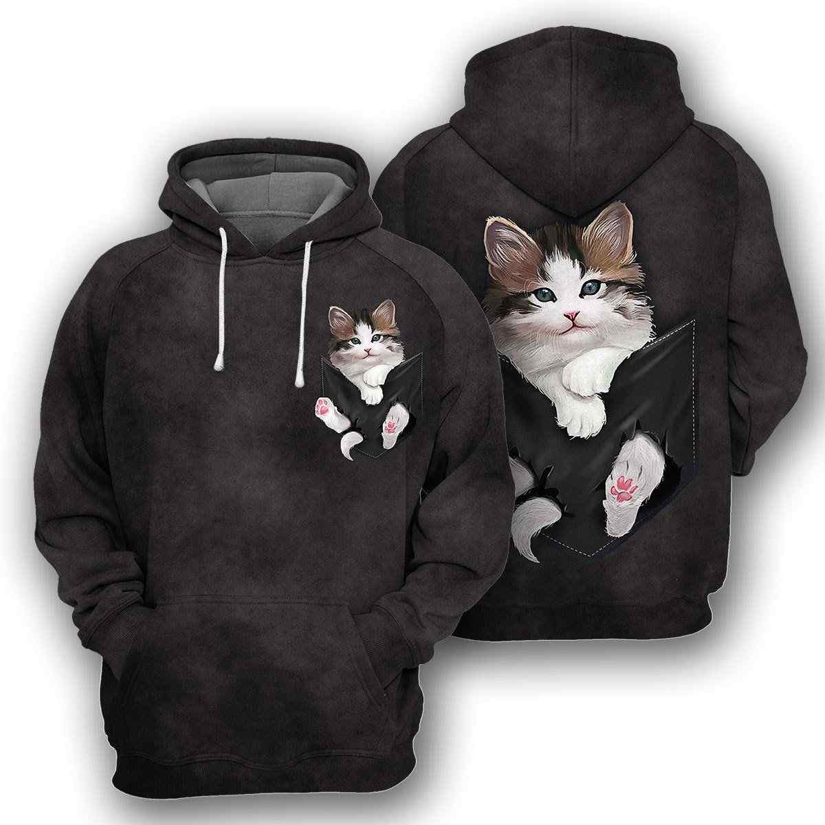 Cat Pocket All Over Print Unisex Hoodie Cat Lovers Cat Pocket All Over Print Unisex Hoodie Cat Lovers