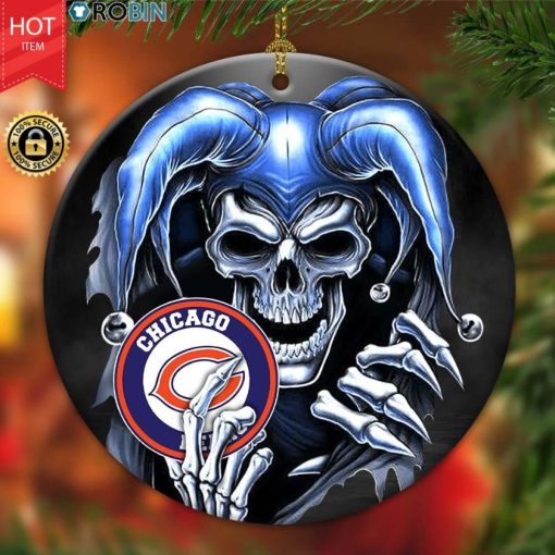 Chicago Bears Nfl Skull Joker Christmas Ceramic Ornament