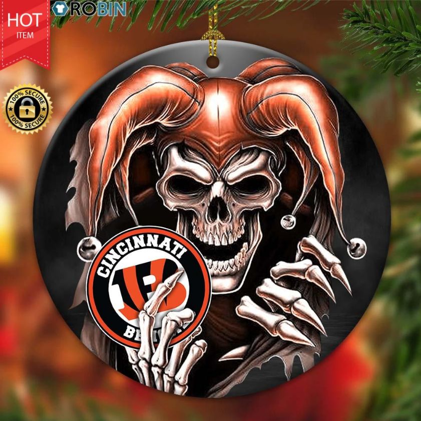 Cincinnati Bengals Nfl Skull Joker Christmas Ceramic Ornament Cincinnati Bengals Nfl Skull Joker Christmas Ceramic Ornament