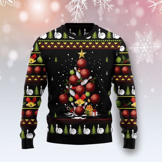 Colorful Bowling Tree 3D Christmas Sweater Colorful Bowling Tree 3D Christmas Sweater