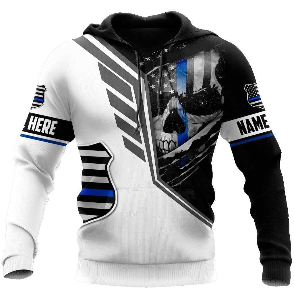 Customize Name Police All Over Printed Unisex Hoodie Skull Customize Name Police All Over Printed Unisex Hoodie Skull