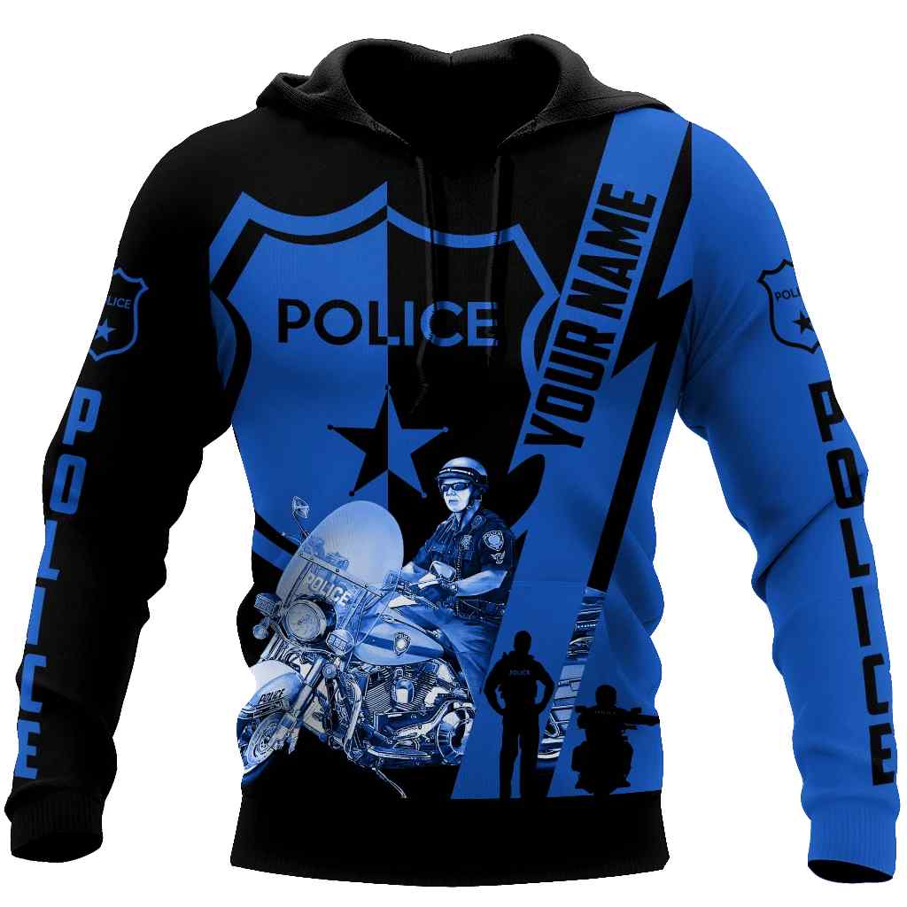 Customize Name Police All Over Printed Unisex Hoodie Thin Blue Line Customize Name Police All Over Printed Unisex Hoodie Thin Blue Line
