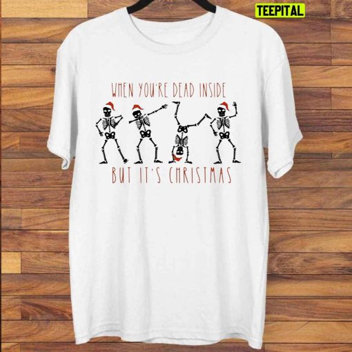 Dead Inside Caffeinated Dancing Skeleton Christmas Sweatshirt