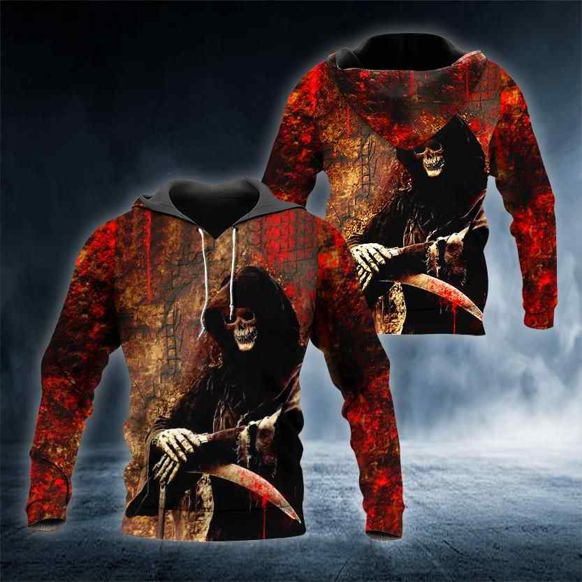 Death Scythe Skull All Over Printed US Unisex Size Hoodie Death Scythe Skull All Over Printed US Unisex Size Hoodie