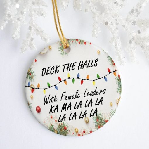 Deck The Halls Kamala Harris Christmas Ceramic Ornament
