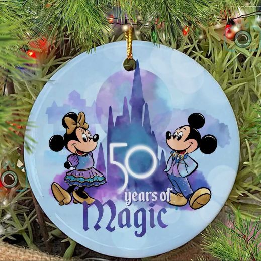 Disney 50th Anniversary Mickey Minnie Christmas 2021 Ceramic Ornament Disney 50th Anniversary Mickey Minnie Christmas 2021 Ceramic Ornament