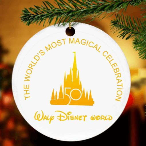 Disney World 50th Anniversary Christmas 2021 Ceramic Ornament