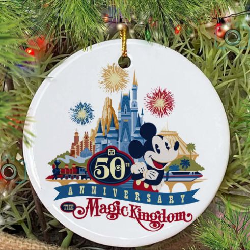 Disney World 50th Anniversary Magic Kingdom Christmas Ceramic Ornament Disney World 50th Anniversary Magic Kingdom Christmas Ceramic Ornament