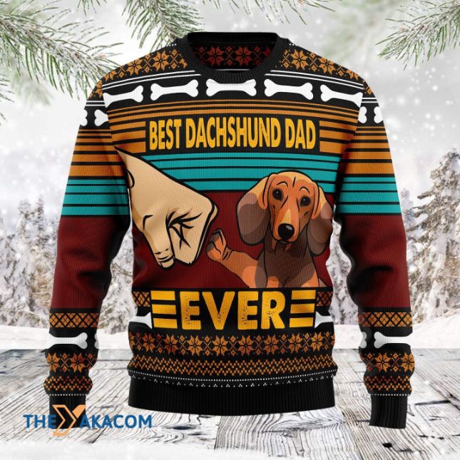 Dog Lovers Best Dachshund Dad Ever Sweater 3D Christmas Dog Lovers Best Dachshund Dad Ever Sweater 3D Christmas