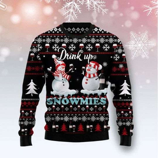 Drink Up Snowmies Snowmans Christmas 3D Sweater Drink Up Snowmies Snowmans Christmas 3D Sweater