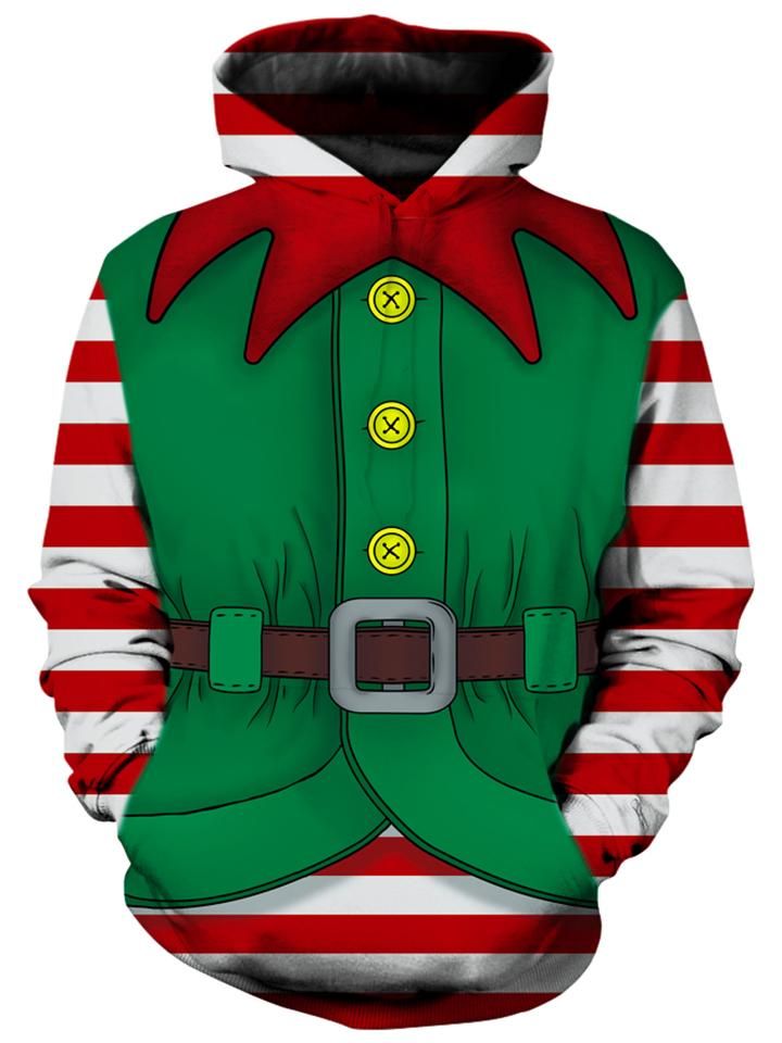 Elf Costume Christmas Pullover And Zipped 3D Hoodie Elf Costume Christmas Pullover And Zipped 3D Hoodie