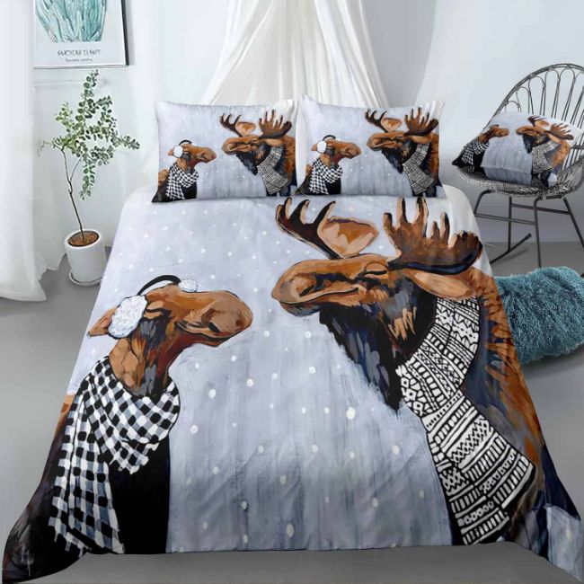 Elk Wearing A Scarf Bedding Set Elk Wearing A Scarf Bedding Set
