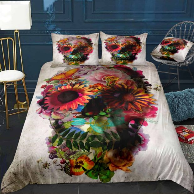 Flower Head Skull Bedding Set Flower Head Skull Bedding Set