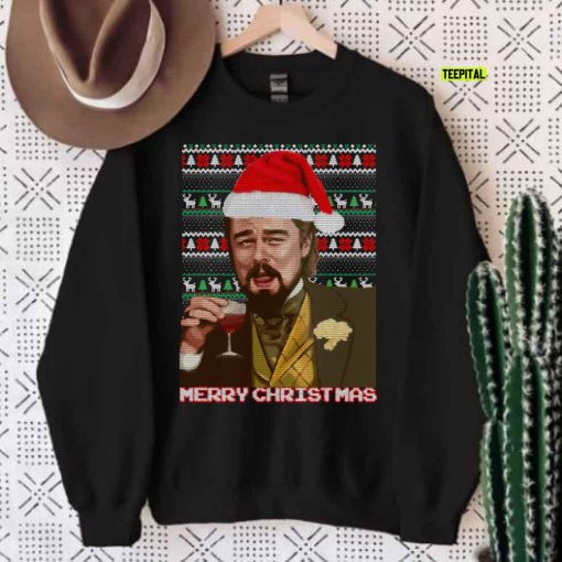 Funny Leonardo Dicaprio Laughing Ugly Christmas T-Shirt