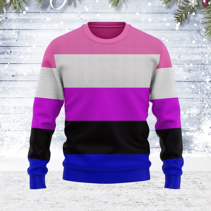 Genderfluid Pride Flag Awesome Christmas 3D Sweater Genderfluid Pride Flag Awesome Christmas 3D Sweater