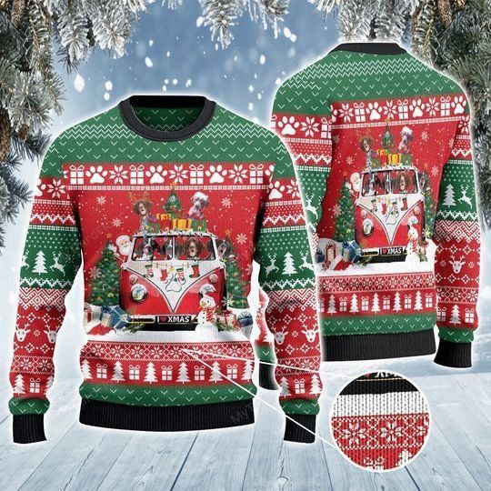 German Shorthaired Pointer Van Awesome 3D Xmas Sweater German Shorthaired Pointer Van Awesome 3D Xmas Sweater