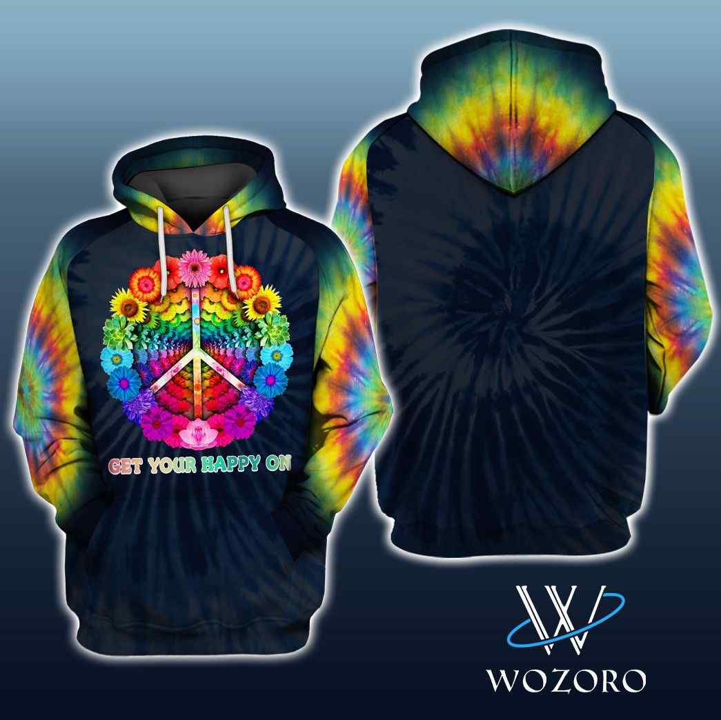 Get Your Happy On Peace Hippie Hoodie Get Your Happy On Peace Hippie Hoodie