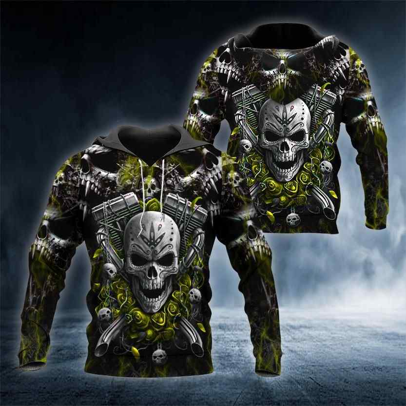 Ghost Motor Rose Green Skull All Over Printed US Hoodie Ghost Motor Rose Green Skull All Over Printed US Hoodie