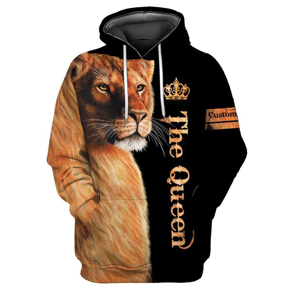 Gift For Mom Custom Name Queen Lion All Over Printed Unisex Hoodie Gift For Mom Custom Name Queen Lion All Over Printed Unisex Hoodie
