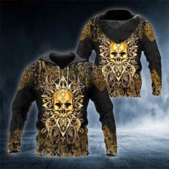 Gold Head Skull All Over Printed US Unisex Size Hoodie