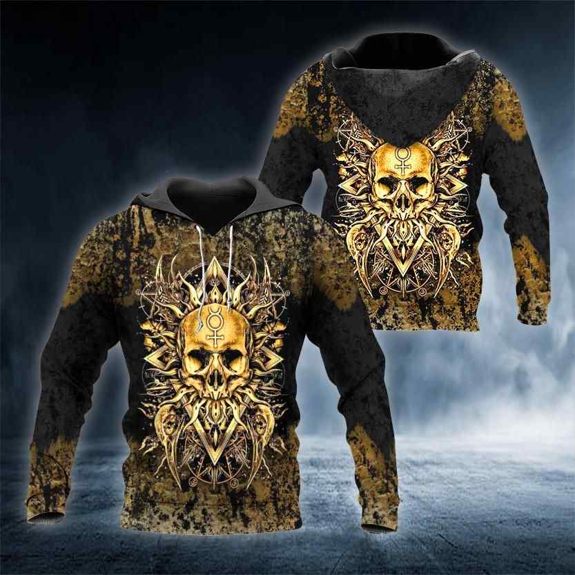 Gold Head Skull All Over Printed US Unisex Size Hoodie Gold Head Skull All Over Printed US Unisex Size Hoodie