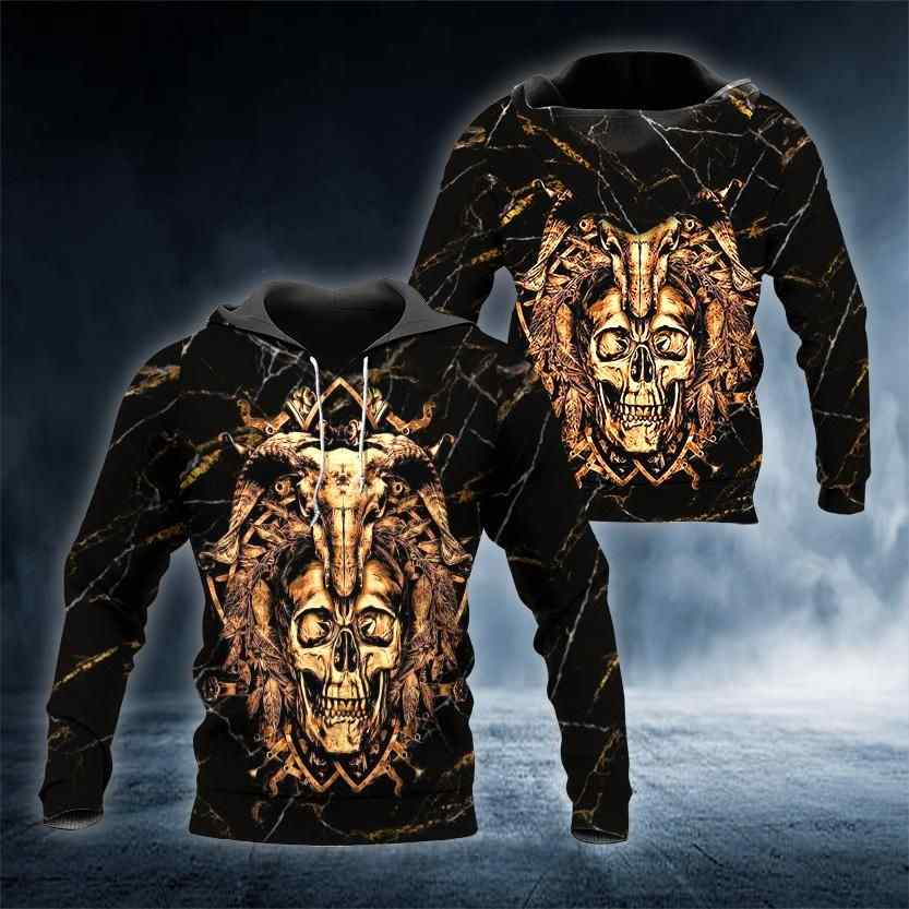 Gold Skull All Over Printed Size Hoodie Gold Skull All Over Printed Size Hoodie