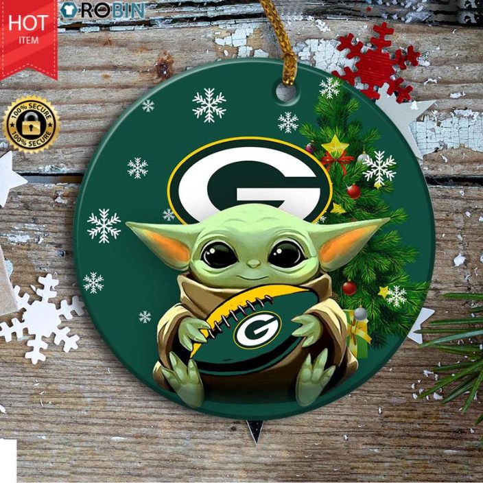 Green Bay Packers Baby Yoda Christmas Ceramic Ornament Green Bay Packers Baby Yoda Christmas Ceramic Ornament