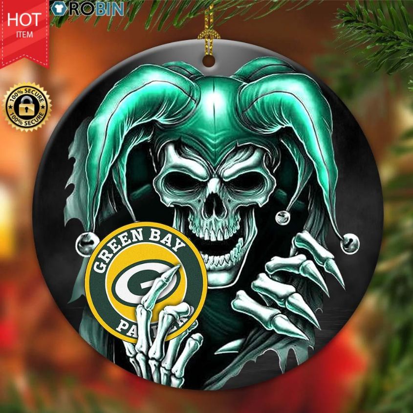 Green Bay Packers Nfl Skull Joker Christmas Ceramic Ornament Green Bay Packers Nfl Skull Joker Christmas Ceramic Ornament
