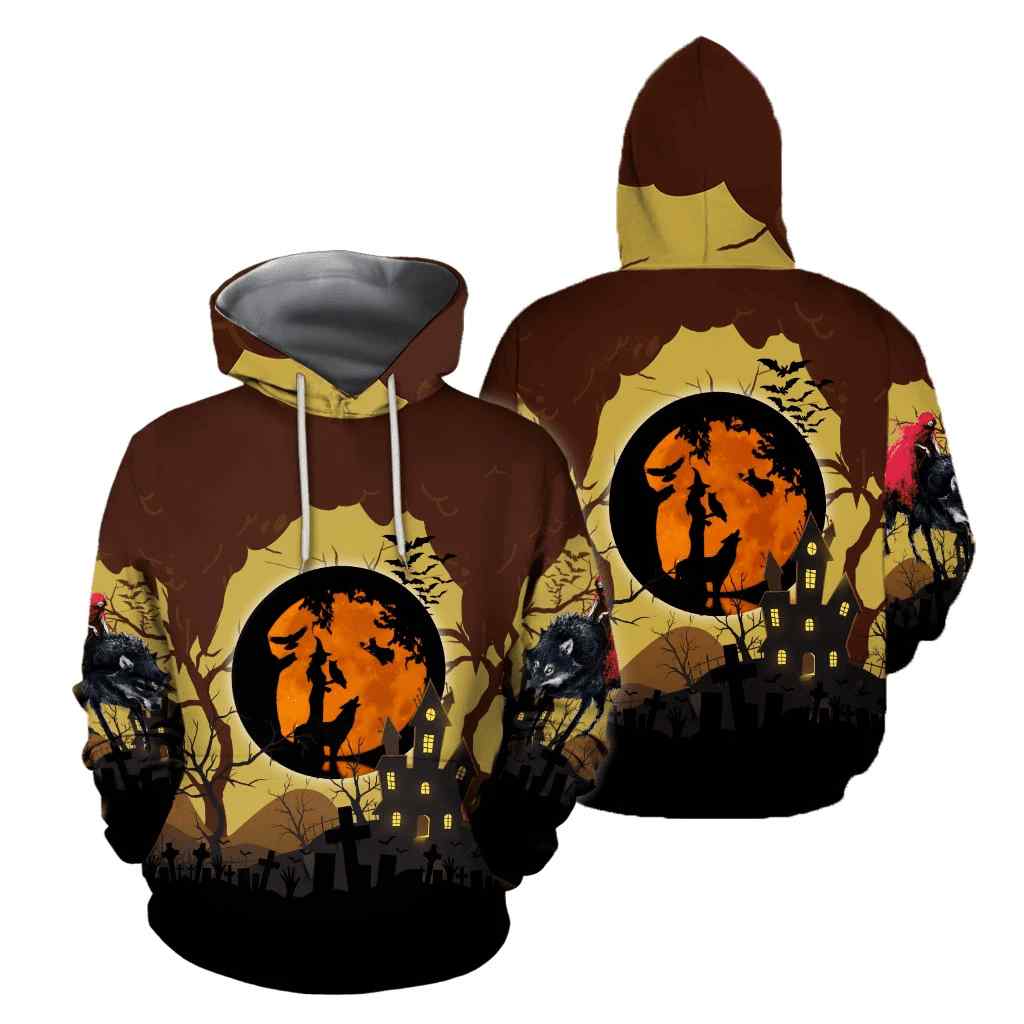 Halloween Wolf All Over Printed Unisex Hoodie No Halloween Wolf All Over Printed Unisex Hoodie No