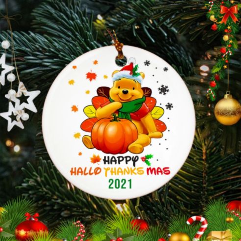 Happy Hallothanksmas Bear Turkey Christmas Ceramic Ornament Happy Hallothanksmas Bear Turkey Christmas Ceramic Ornament