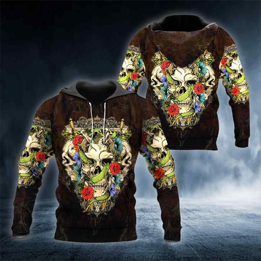Head Flower Skull All Over Printed Hoodie Head Flower Skull All Over Printed Hoodie