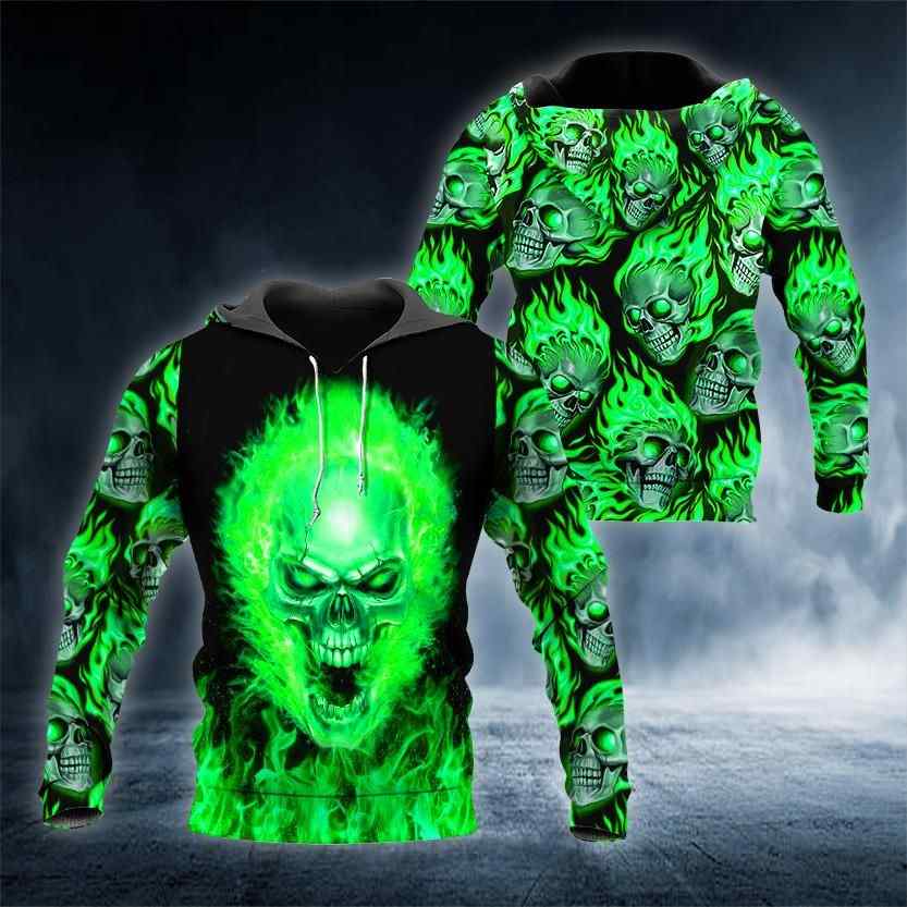 Head Green Ghost Skull All Over Printed US Hoodie Head Green Ghost Skull All Over Printed US Hoodie