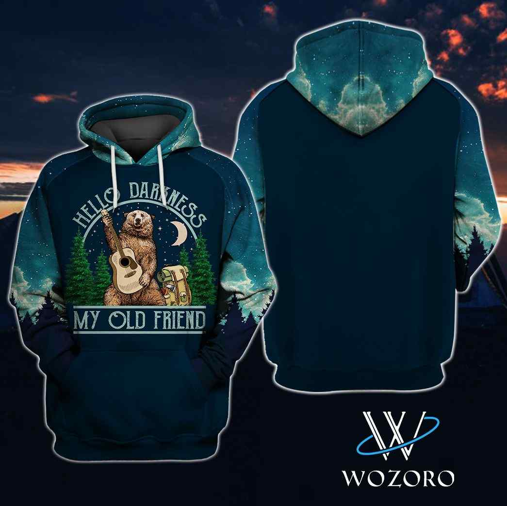 Hello Darkness My Old Friend Bear Guitar Camping Hoodie Hello Darkness My Old Friend Bear Guitar Camping Hoodie