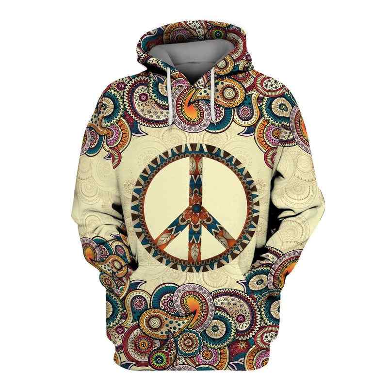 Hippie Vintage Peace Sign All Over Printed Unisex Hoodie Hippie Vintage Peace Sign All Over Printed Unisex Hoodie