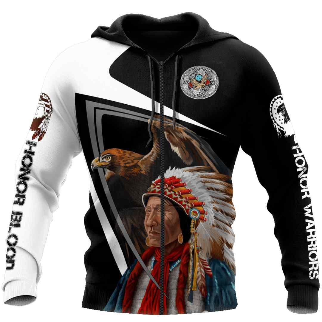 Honor Blood - Native American All Over Print US Unisex Size Zip up Hoodie Honor Blood - Native American All Over Print US Unisex Size Zip up Hoodie