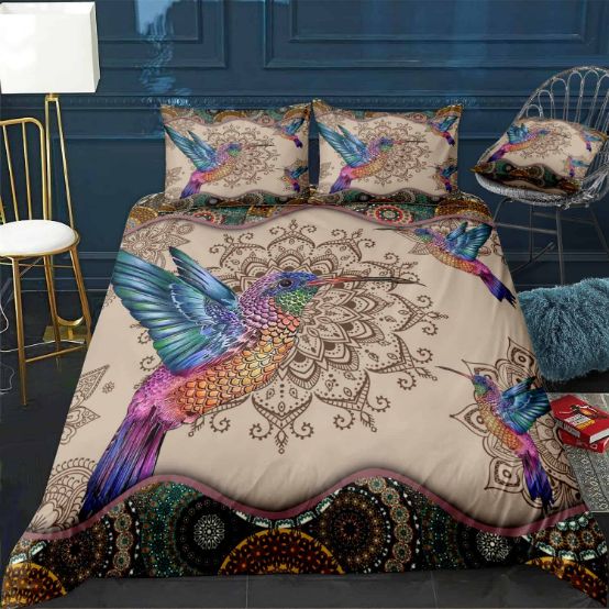 Hummingbird Mandala Afraican Art Bedding Set Hummingbird Mandala Afraican Art Bedding Set