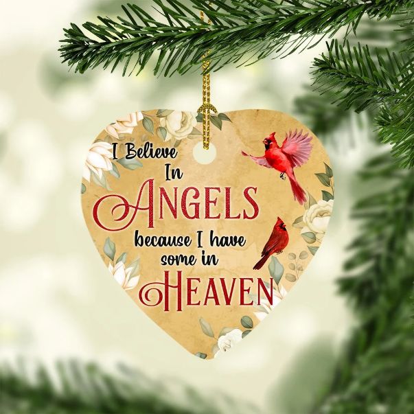 I Believe In Angels Red Cardinal Christmas Ceramic Ornament I Believe In Angels Red Cardinal Christmas Ceramic Ornament