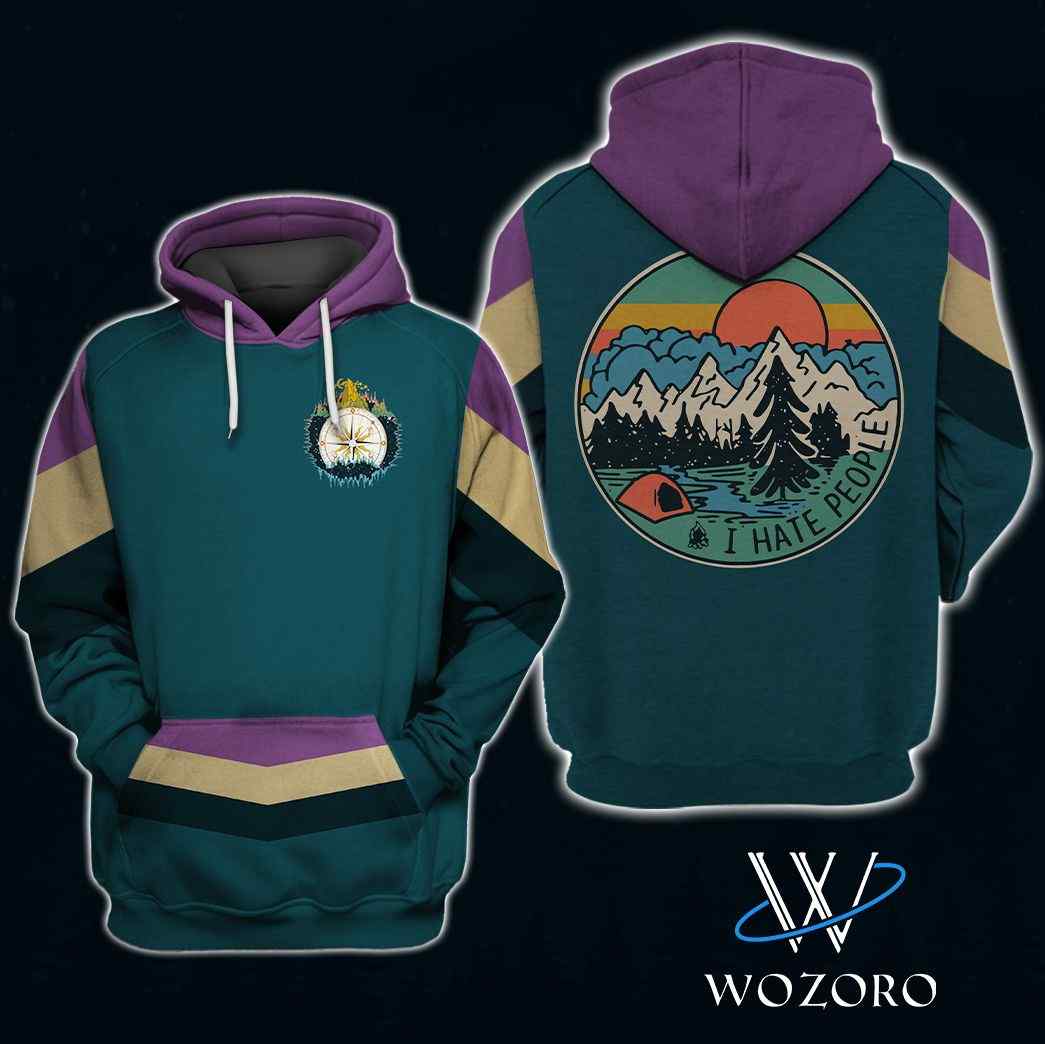 I Hate People Purple Teal Vintage Retro Camping I Hate People Purple Teal Vintage Retro Camping
