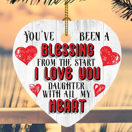 I Love You Daughter Hearts Christmas Ceramic Ornament I Love You Daughter Hearts Christmas Ceramic Ornament