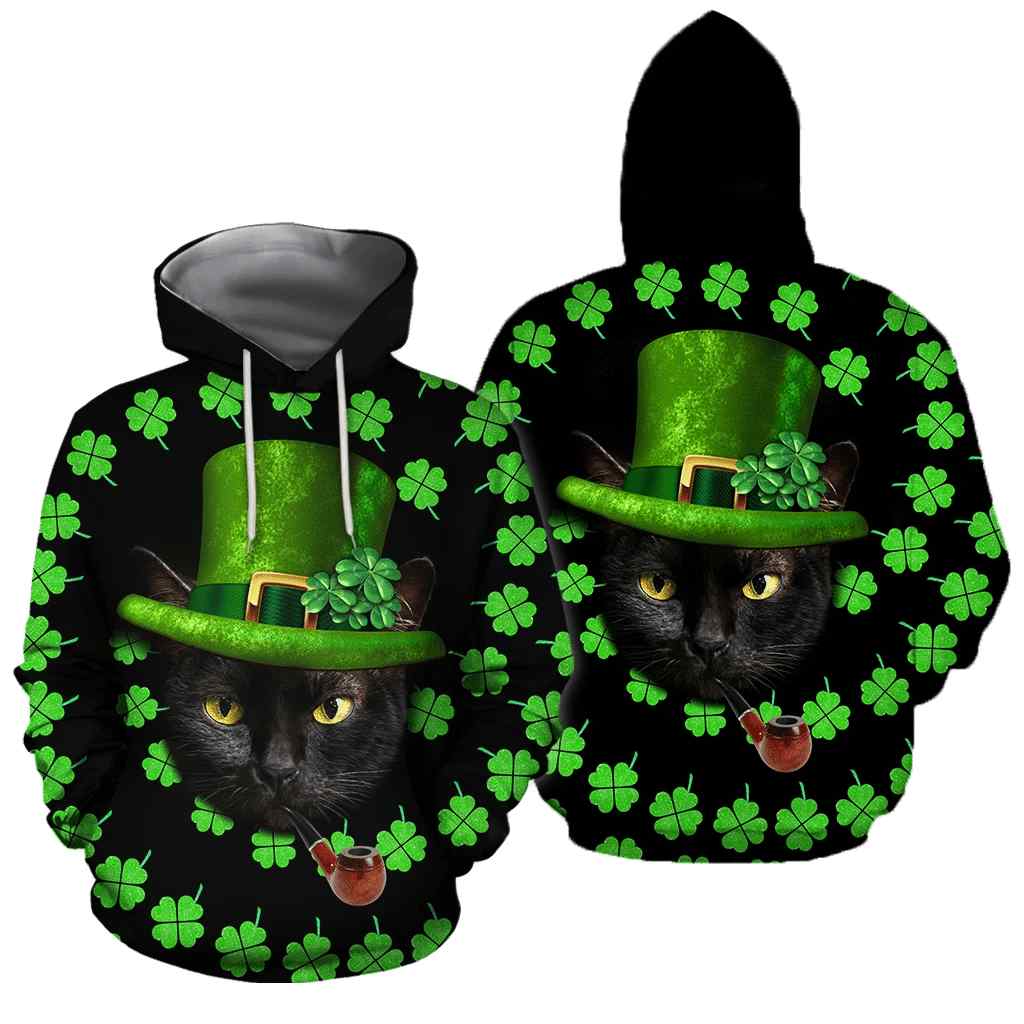 Irish- American black cat St Patrick Day Unisex Hoodie Irish- American black cat St Patrick Day Unisex Hoodie