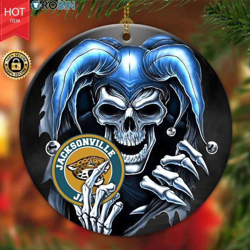 Jacksonville Jaguars Nfl Skull Joker Christmas Ceramic Ornament Jacksonville Jaguars Nfl Skull Joker Christmas Ceramic Ornament