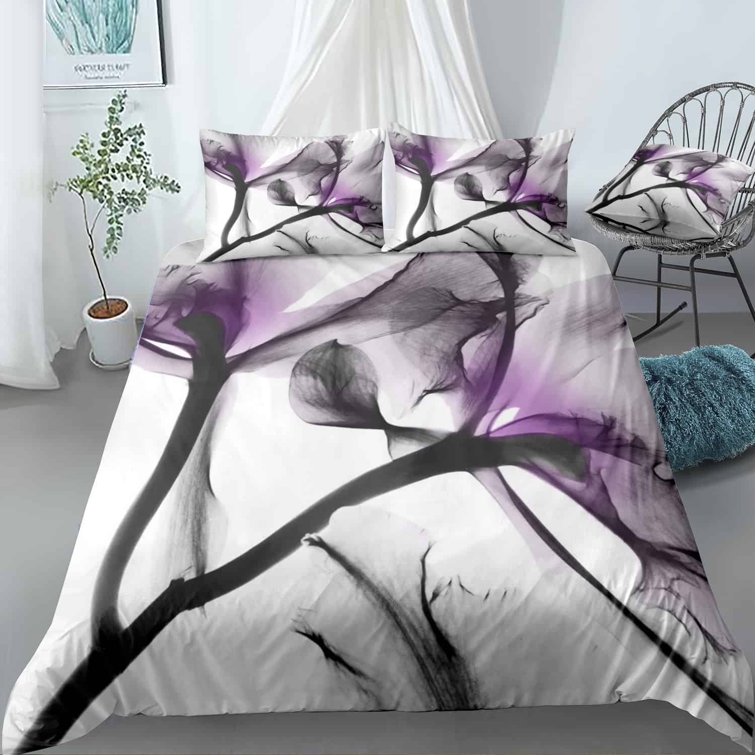 Lavender Cyclamen X-Ray Flowers Bedding Set Lavender Cyclamen X-Ray Flowers Bedding Set