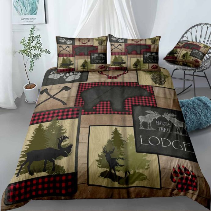 Lumberjack Plaid Lodge Patch Bedding Set Lumberjack Plaid Lodge Patch Bedding Set