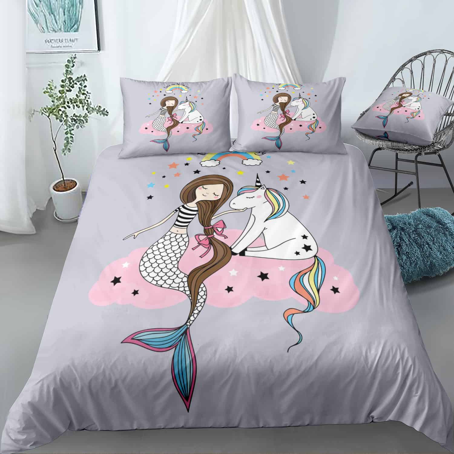 Mermaid Unicorn Funny Design Bedding Set Mermaid Unicorn Funny Design Bedding Set