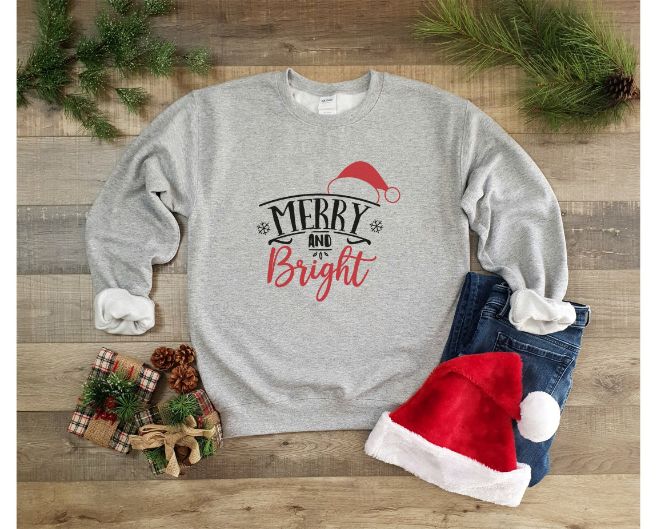 Merry And Bright Christmas Sweatshirt Merry And Bright Christmas Sweatshirt
