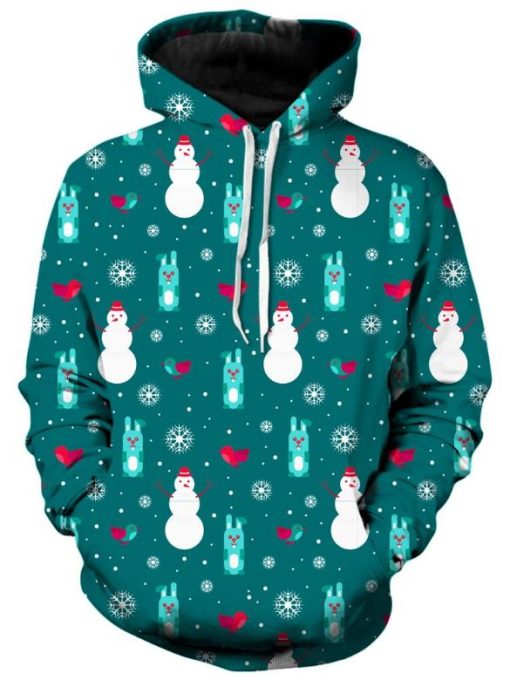 Merry Christmas Snowman Pattern Pullover And Zipped 3D Hoodie